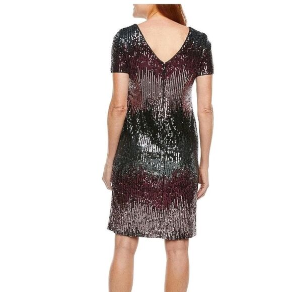 R & M Richards Ombre Short Sleeve Midi Dress In Pink And Black Size 6P NWT - Picture 2 of 4